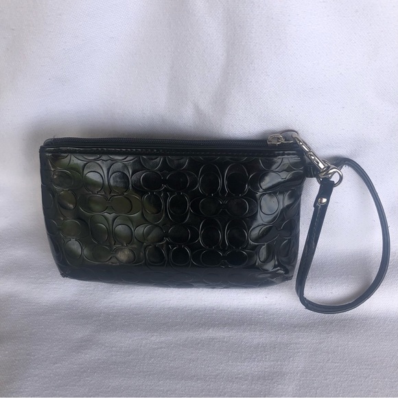 Coach Black Wristlet with sliver heart - Picture 4 of 7